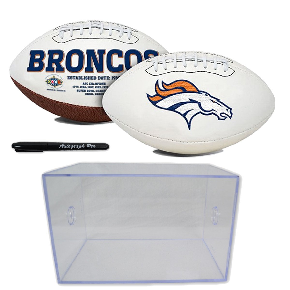 Jarden Sports Licensing/Pro-Mold Official National Football League Fan Shop Authentic NFL Signature Series Super Bowl Ball and Display Case. Great Collectible Bundle for the office or Man Cave