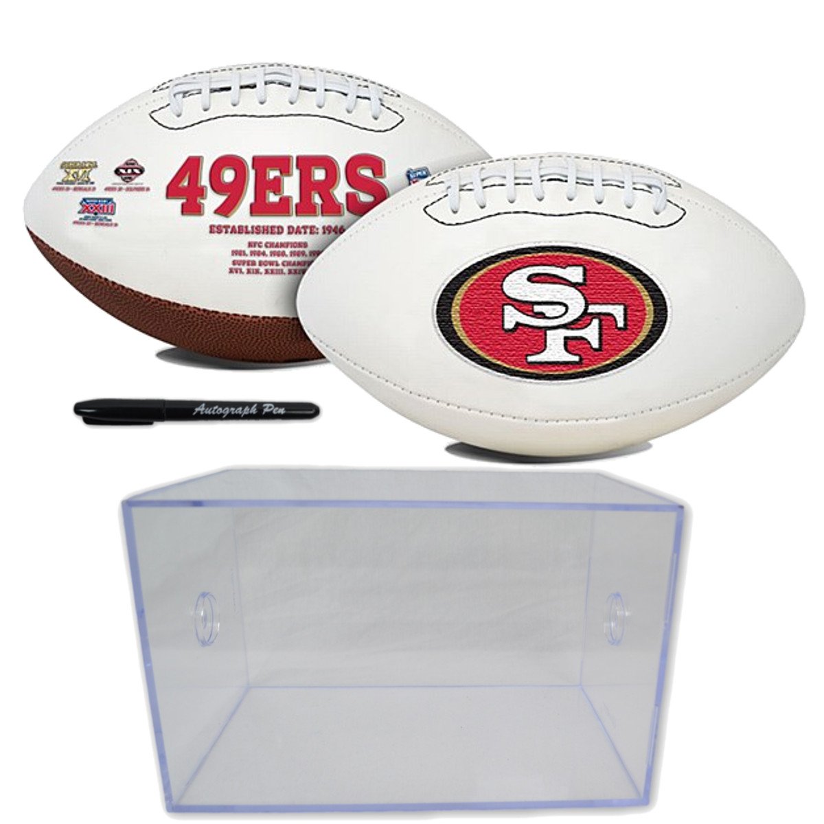 Jarden Sports Licensing/Pro-Mold Official National Football League Fan Shop Authentic NFL Signature Series Super Bowl Ball and Display Case. Great Collectible Bundle for the office or Man Cave
