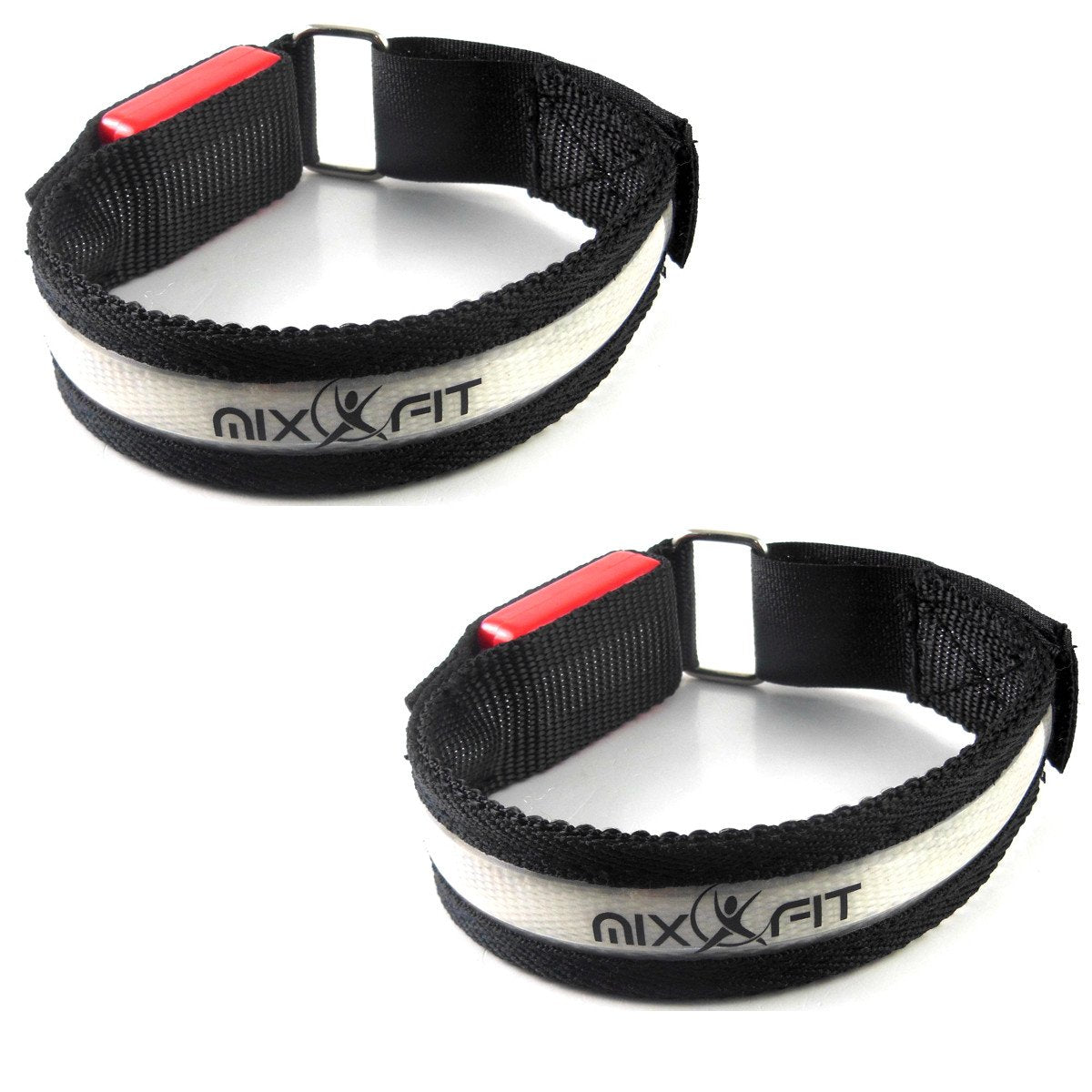 Mixxfit 2-Pack Reflective LED Adjustable High Visibility Armbands. Running Hiking Cycling Jogging in Dusk and at Night - Safety First