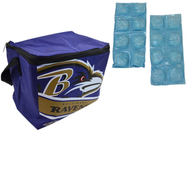 NFL Shop Collapsible Insulated Lunch Bag with Re-freezable Ice Packs Bundle