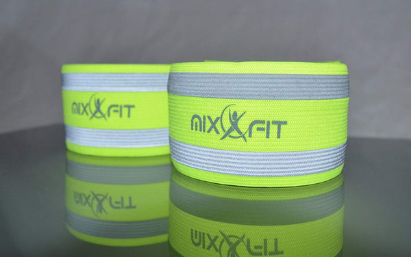 Mixxfit Safety Reflective Band - Soft Elastic Hook and Loop Fastening Band with High Visibility Industry Standard Color for Safety - Night Walking - Jogging, Cycling, Running, Walking The Dog