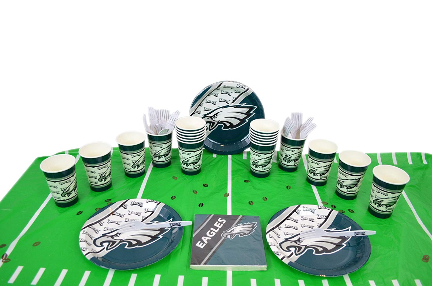 Duck House Official National Football Fan Shop Authentic NFL Tailgate Party Kit Bundle for 20 Fans - Table Setting and More
