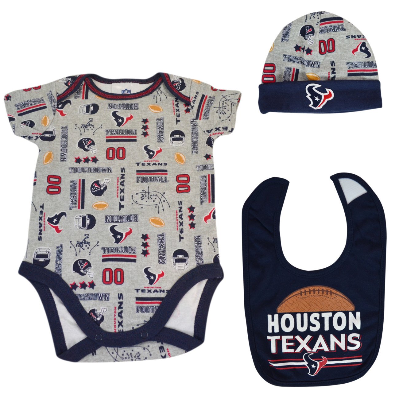  Official National Football League Fan Shop Authentic NFL Baby 3-pc Body Suit Onesie, Cap and Bib Bundled Set
