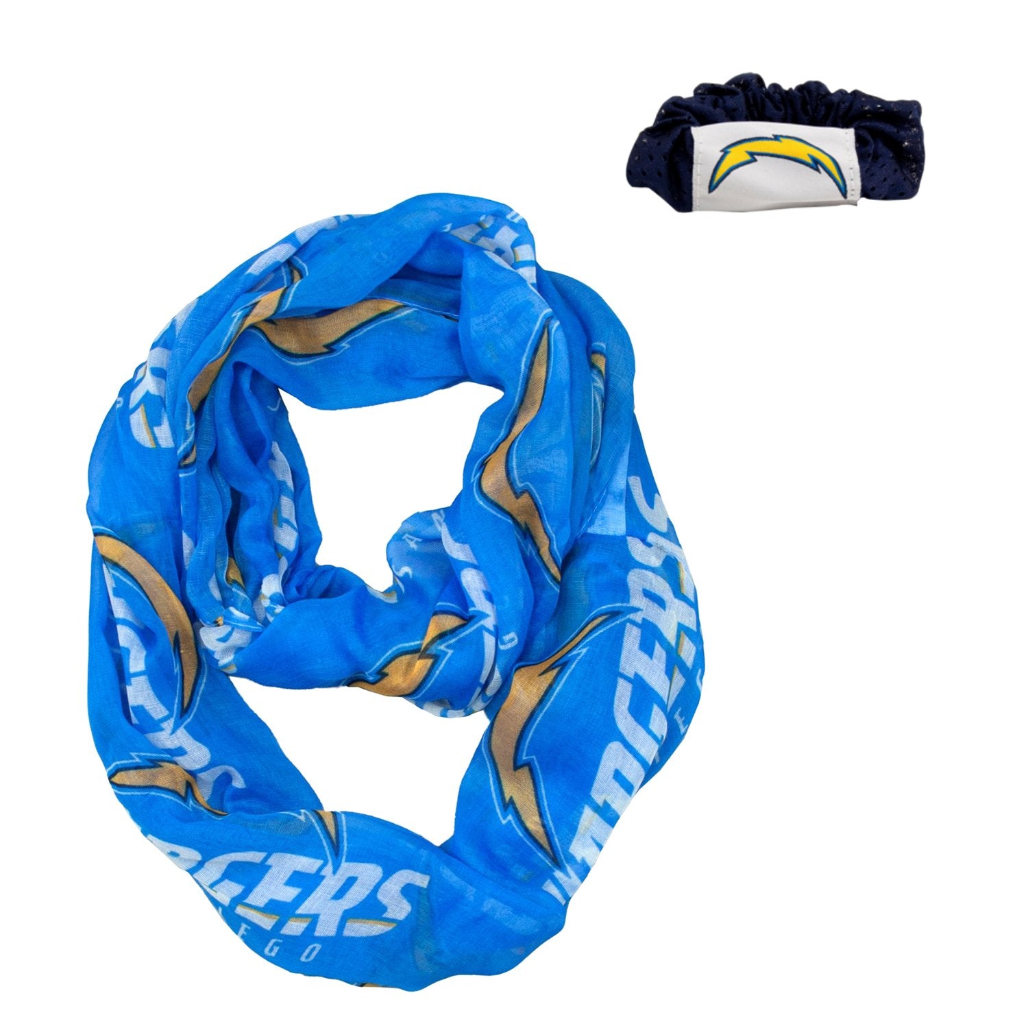 Official National Football League Fan Shop Authentic NFL Womens Infinity Scarf and Hair Scrunchie Bundle Set