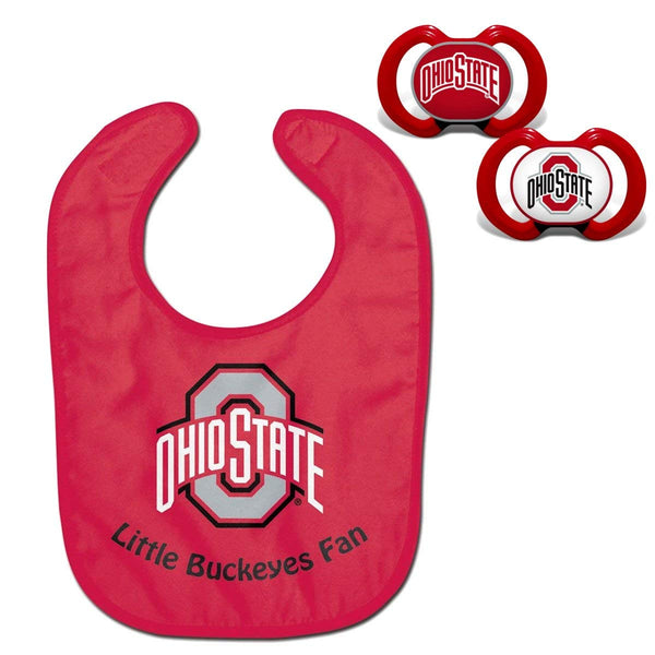 NCAA Official Fan Shop Authentic Baby Pacifier Bib Set. Start The Little Ones Out Early in Joining The Fan Club Show College Support