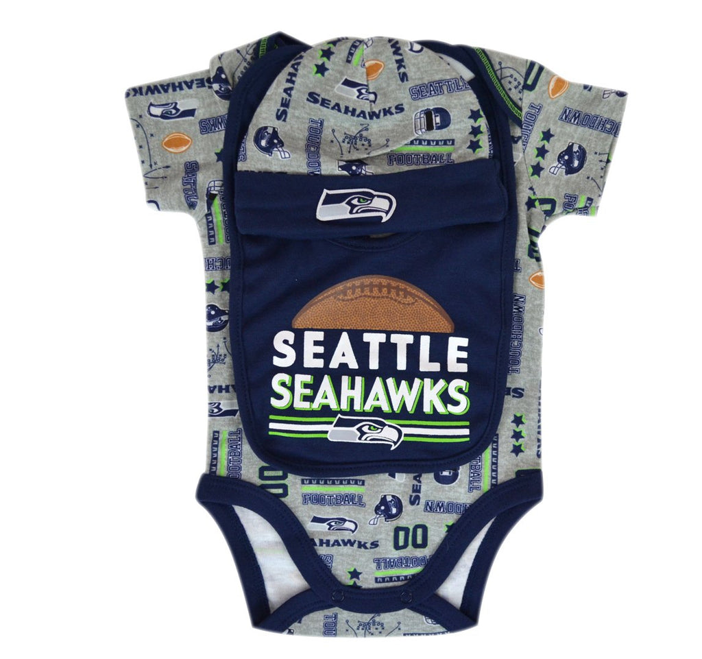  Official National Football League Fan Shop Authentic NFL Baby 3-pc Body Suit Onesie, Cap and Bib Bundled Set