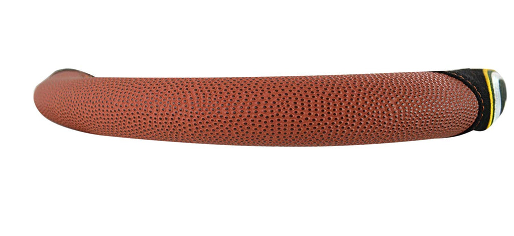 NFL Fan Shop Auto Bundle. Premium Pigskin Leather Accented Steering Wheel Cover with Embroidered Team Name and Logo along with a 3-Pack of Team Helmet Air Fresheners
