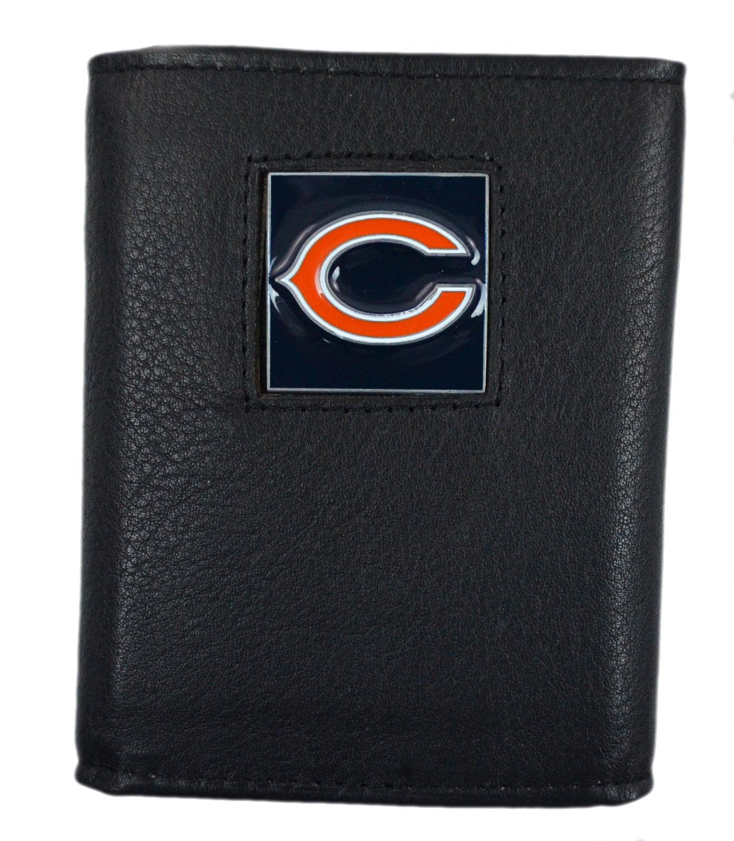 Official National Football League Fan Shop Authentic Genuine Leather NFL Trifold Wallet and Key Chain Bundled Set