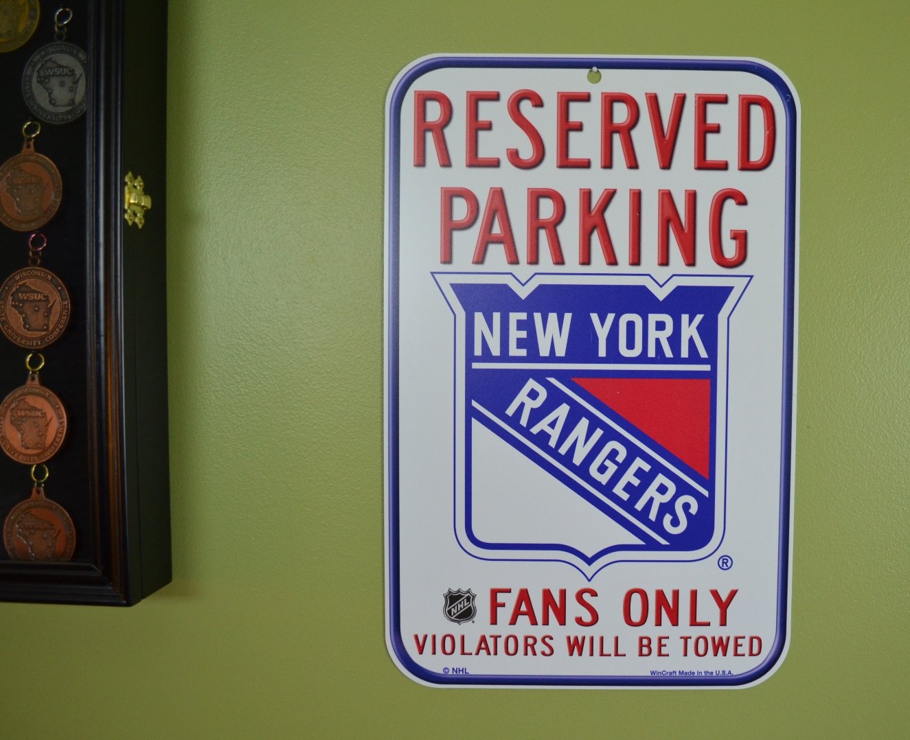 NHL Authentic Reserved Parking Sign, 12 x 18 Inch - New York Rangers - White