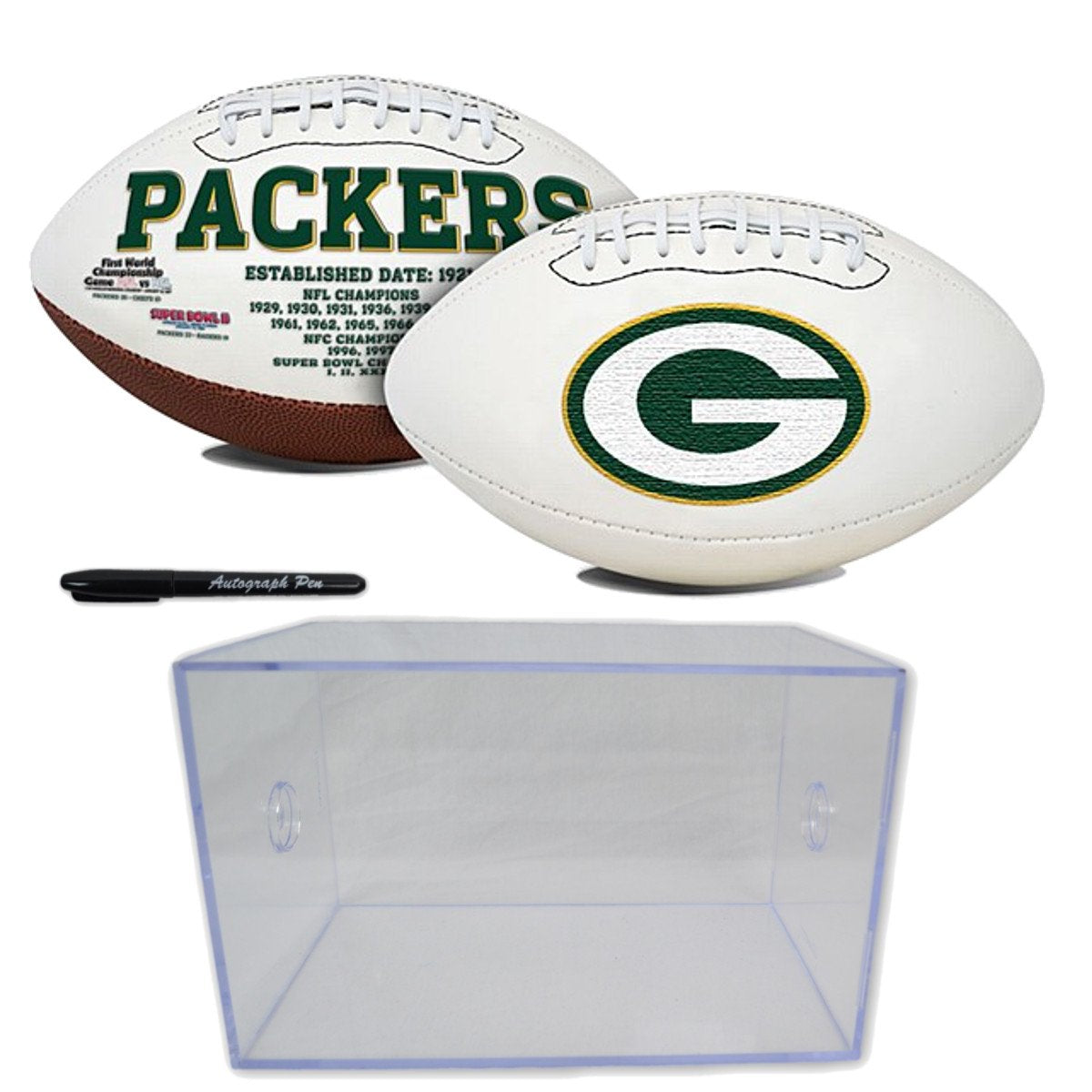 Jarden Sports Licensing/Pro-Mold Official National Football League Fan Shop Authentic NFL Signature Series Super Bowl Ball and Display Case. Great Collectible Bundle for the office or Man Cave