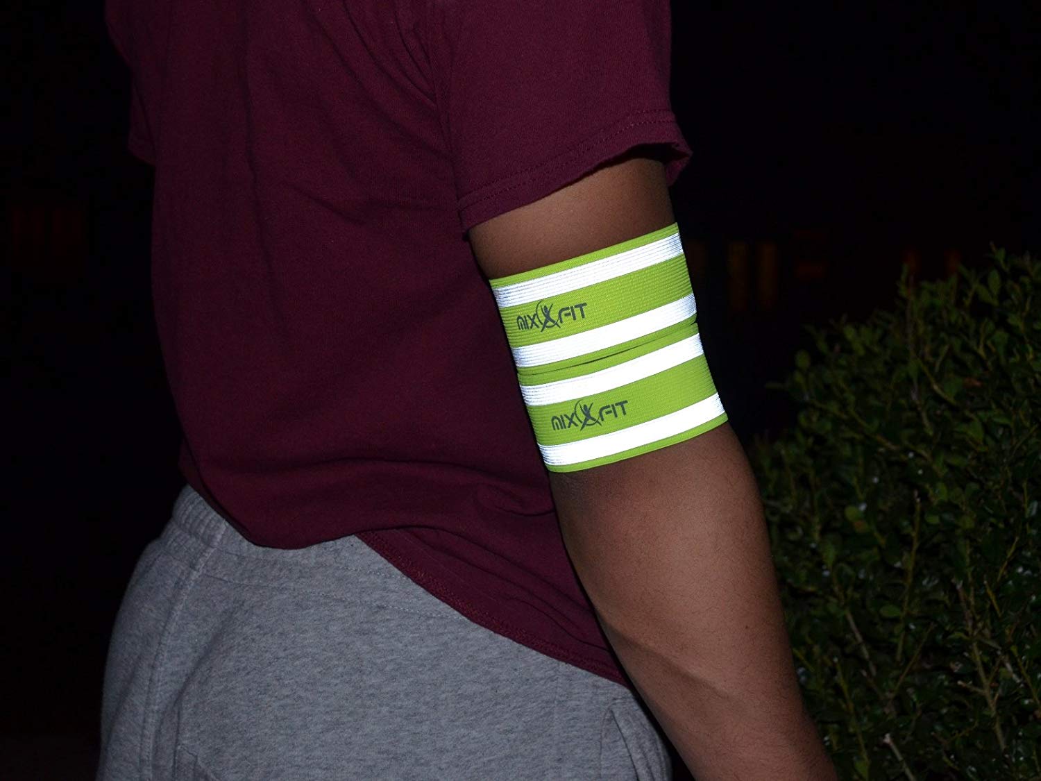 Mixxfit Safety Reflective Band - Soft Elastic Hook and Loop Fastening Band with High Visibility Industry Standard Color for Safety - Night Walking - Jogging, Cycling, Running, Walking The Dog