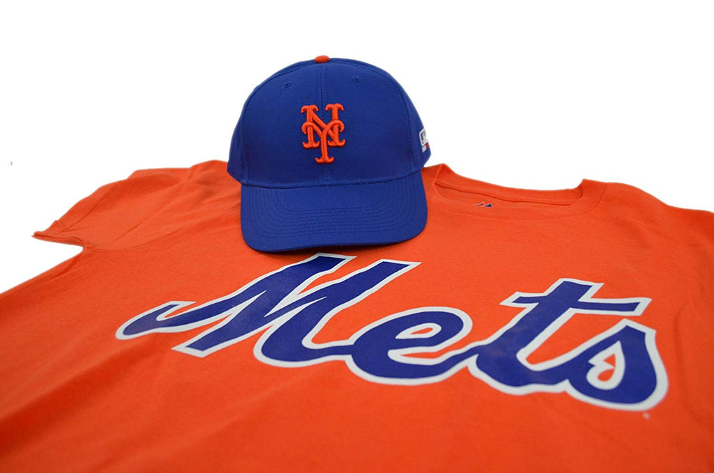 Majestic Major League Baseball Fan Shop Team T-shirt and Adjustable Cap (New York Mets, Youth X-Large)