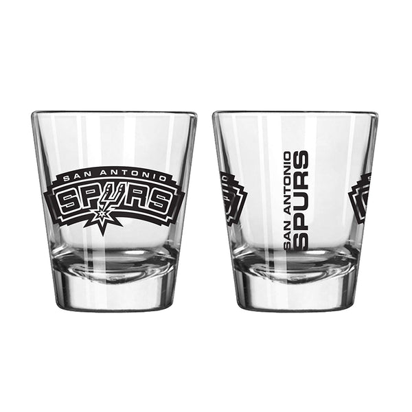 Official Fan Shop Authentic NBA Logo 2 oz. Shot Glasses 2-Pack Bundle. Show your Basketball Team Pride at home, your Bar or at the Tailgate.