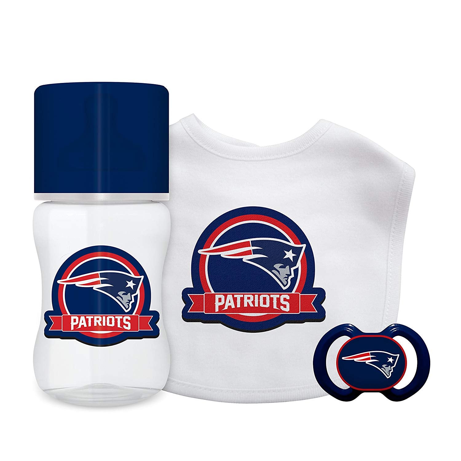 Official Licensed NFL Fan Shop National Football League Team Baby Starter Set - Bottle, Bib Pacifier Set 3 Months and Up. Great for baby pictures
