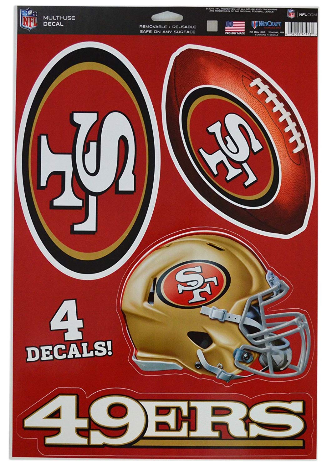 WinCraft Official National Football League Fan Shop Licensed NFL Shop Multi-use Decals (San Francisco 49ers)