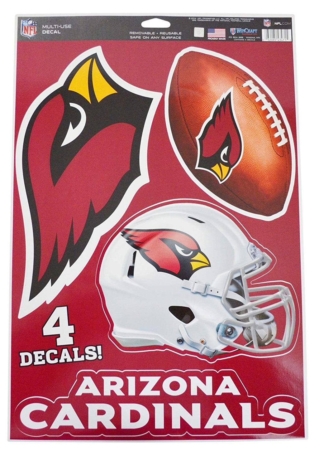 Official National Football League Fan Shop Licensed NFL Shop Multi-use Decals (Arizona Cardinals)