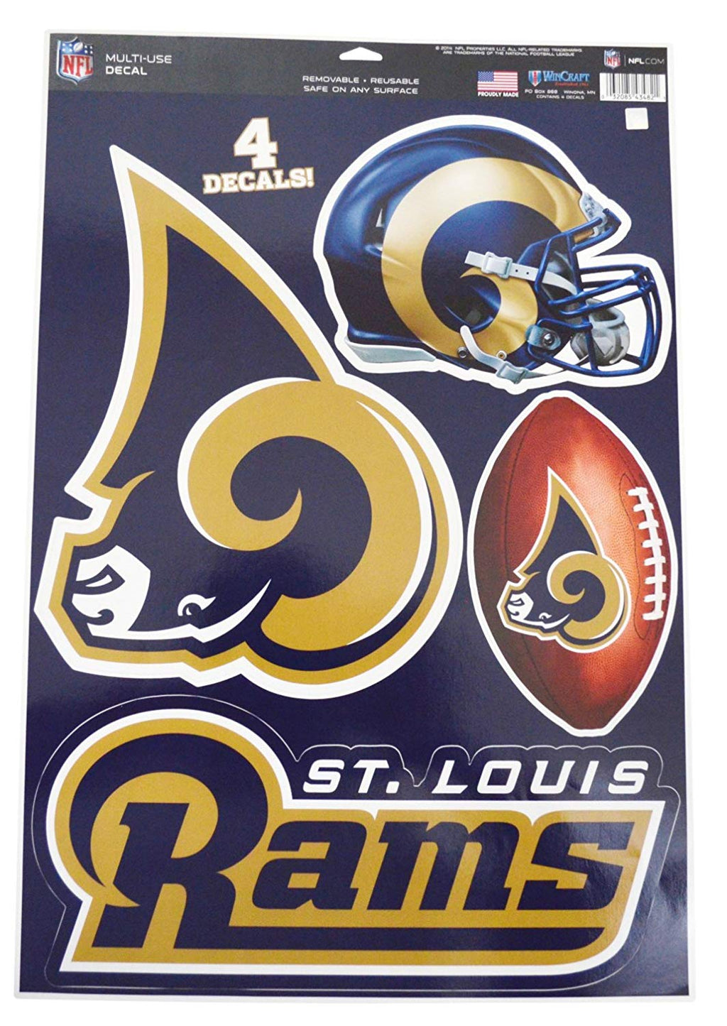 WinCraft Official National Football League Fan Shop Licensed NFL Shop Multi-use Decals (St. Louis Rams)